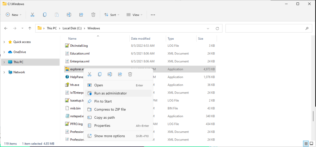Opening explorer as admin from "File Explorer"